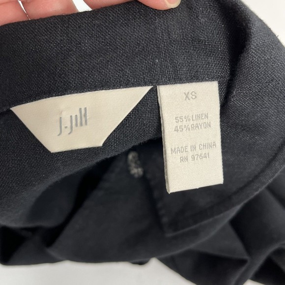 J. Jill Womens XS Linen Blend Button Up Blouse Relaxed Fit Minimalist LS Black - Picture 8 of 10